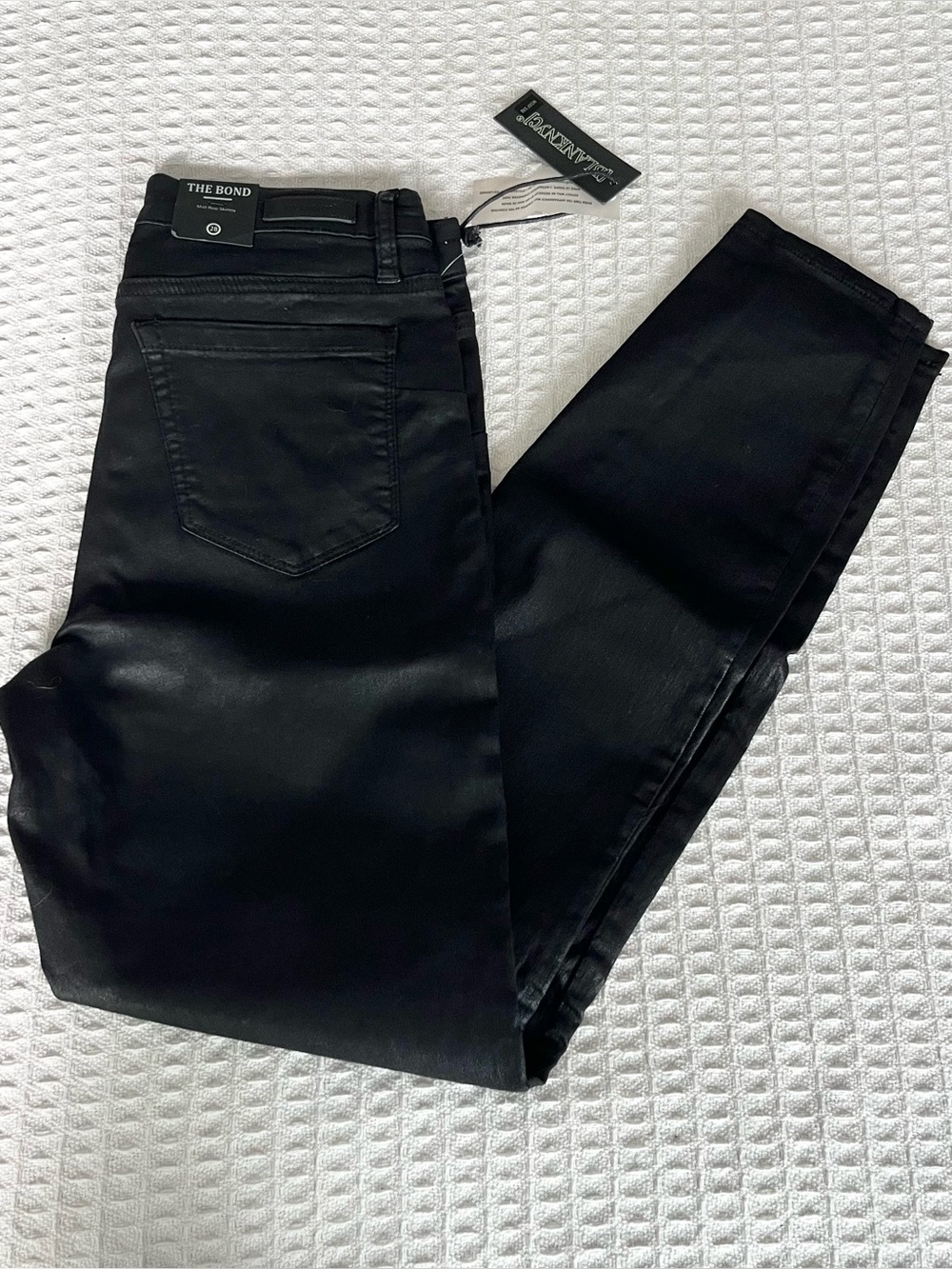 Blank NYC The Bond mid-rise Skinny Jeans in coated Black size 28